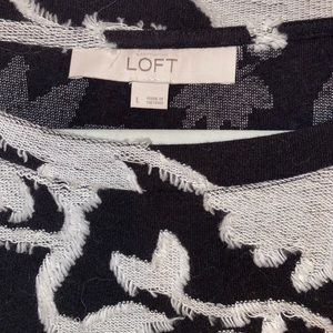 Black and White floral blouse The Loft Size Large